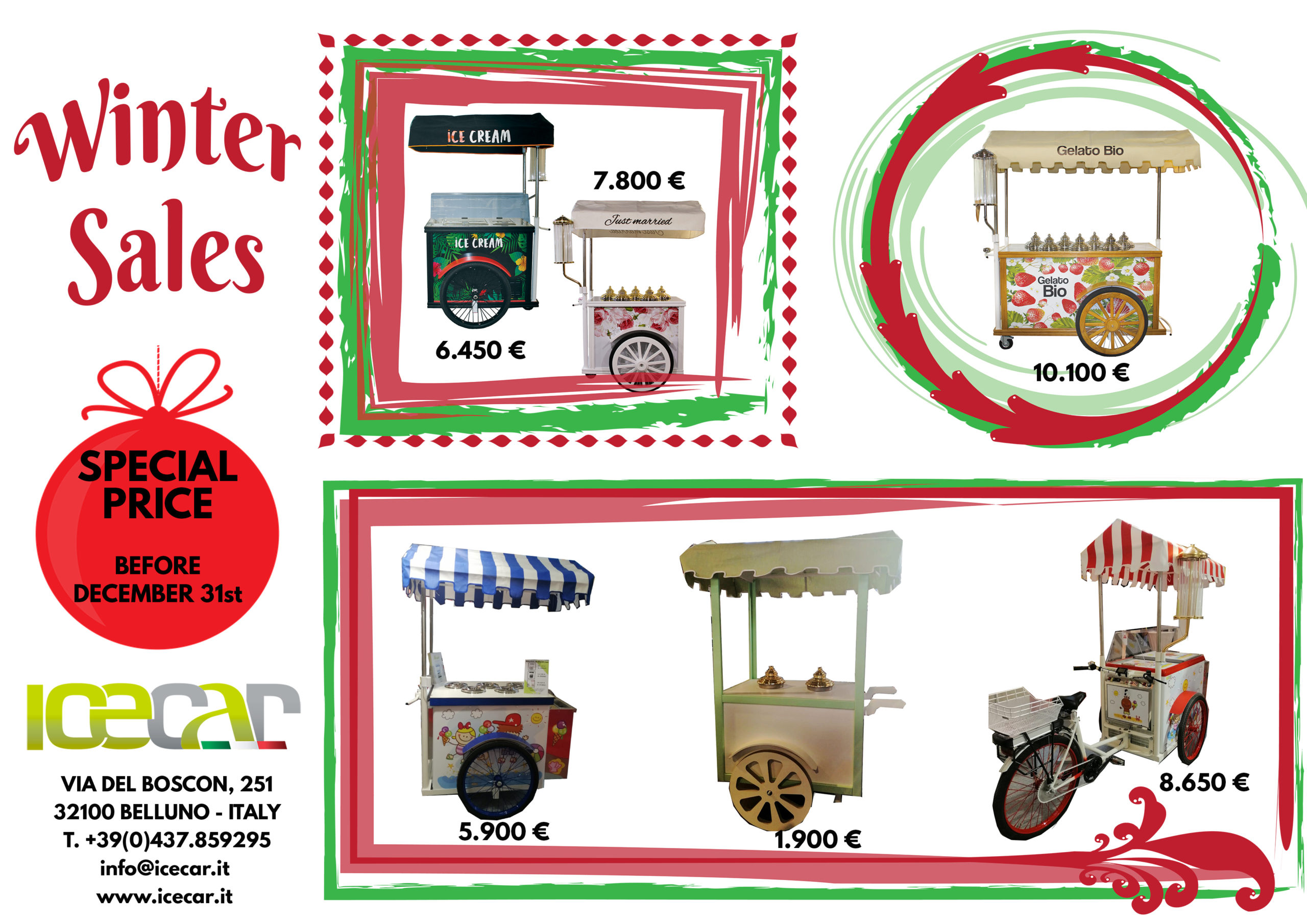 Offerta Carrettini Triciclo Gelato ICECAR Offerte carrettini triciclo gelato